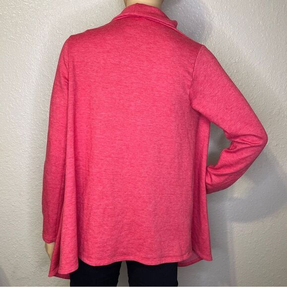 Nordstrom Bobeau One Button Fleece Wrap Draped Cardigan Rose Coral Red Size XS - Picture 5 of 12